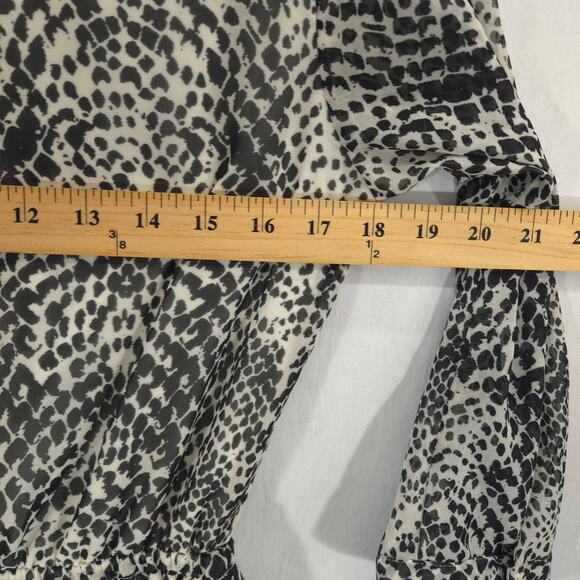 Vince Camuto Dress Womens 4 Gray Geometric Ruched Waist Tie Front Button Lined - Picture 9 of 13